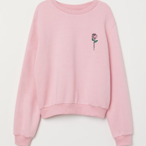 H&M Divided Pink Rose Short Sweatshirt - Picture 1 of 1